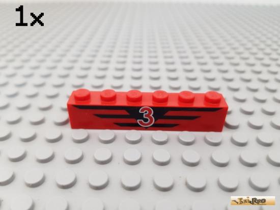 LEGO 1Stk Stein Basic 1x6 rot bedruckt 3009pb016