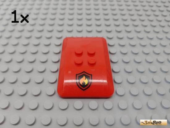 LEGO 1Stk Platte / Dach gewlbt 4x6 rot beklebt 98281pb005