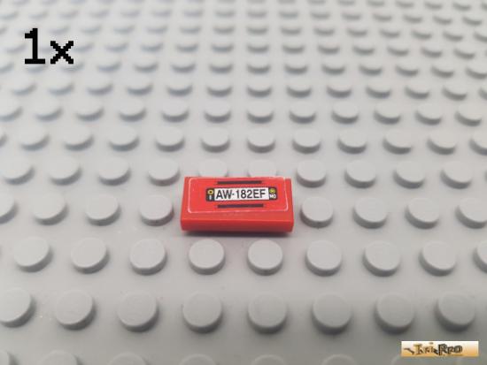 LEGO 1Stk Fliese / Kachel 1x2 rot beklebt 3069