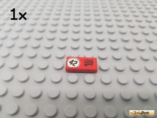 LEGO 1Stk Fliese / Kachel 1x2 rot beklebt 3069