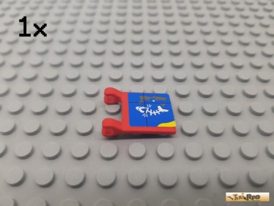 LEGO 1Stk Fahne / Flagge 2x2 / 2 Clips rot beklebt 2335