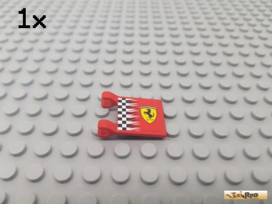 LEGO 1Stk Fahne / Flagge 2x2 / 2 Clips rot beklebt 2335pb014