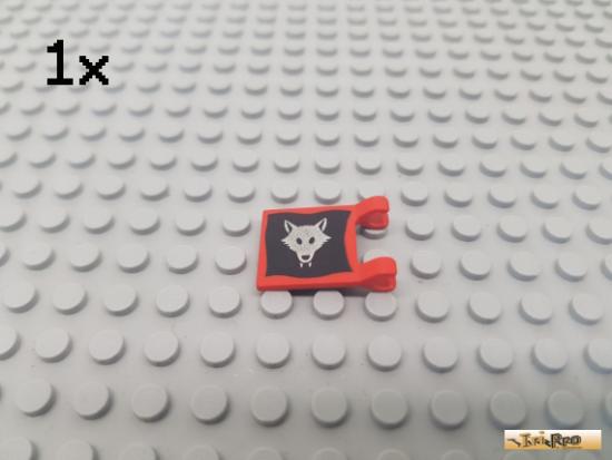 LEGO 1Stk Fahne / Flagge 2x2 / 2 Clips rot bedruckt 2335p44