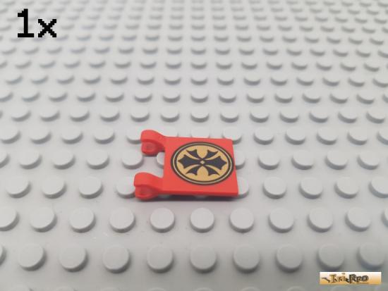 LEGO 1Stk Fahne / Flagge 2x2 / 2 Clips rot bedruckt 2335pb005