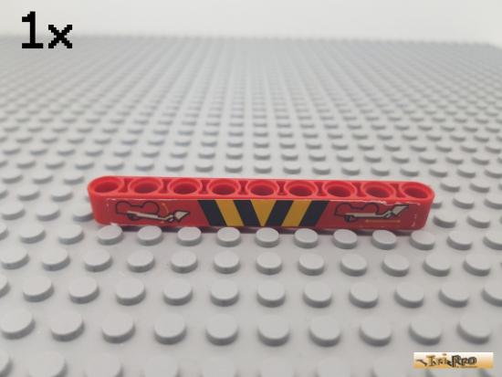 LEGO 1Stk Technic Liftarm 1x9 rot beklebt 40490