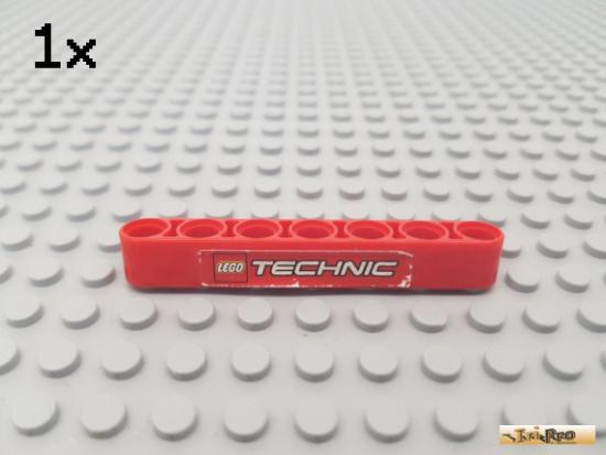 LEGO 1Stk Technic Liftarm 1x7 rot beklebt 32524