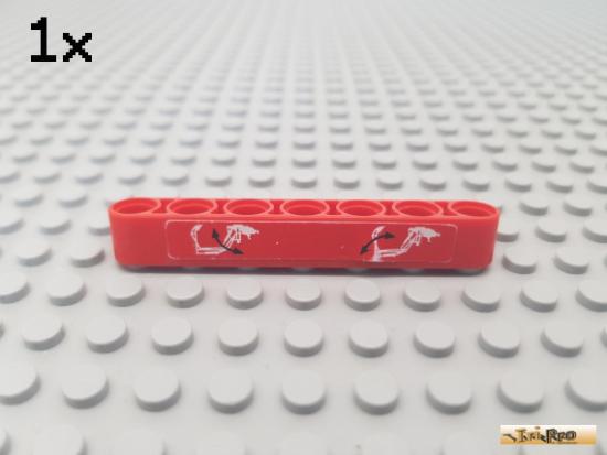 LEGO 1Stk Technic Liftarm 1x7 rot beklebt 32524