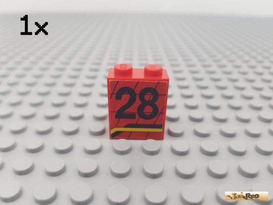 LEGO 1Stk Paneel / Wand 1x2x2 rot beklebt 4864apb004L