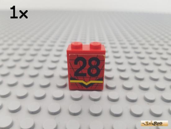 LEGO 1Stk Paneel / Wand 1x2x2 rot beklebt 4864apb004 Mitte