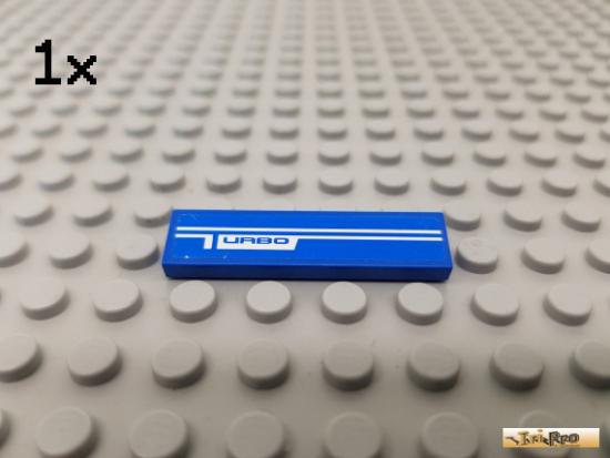 LEGO 1Stk Fliese / Kachel 1x4 blau beklebt 2431