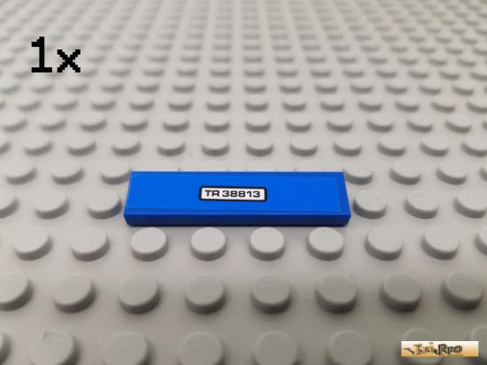 LEGO 1Stk Fliese / Kachel 1x4 blau beklebt 2431