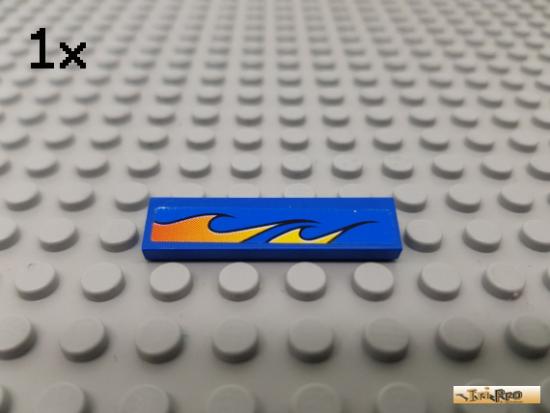 LEGO 1Stk Fliese / Kachel 1x4 blau beklebt 2431