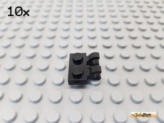 LEGO 10Stk Platte 1x2 mit 2 Clips horizontal schwarz 60470