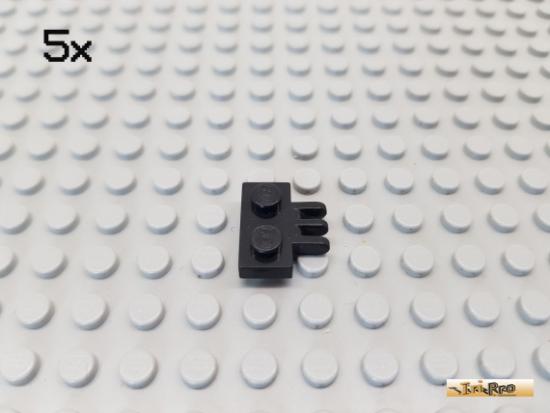 LEGO 5Stk Platte 1x2 / Scharnier 3 Finger schwarz 2452