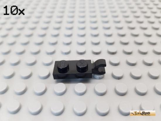 LEGO 10Stk Platte 1x2 mit Clip horizontal schwarz 63868