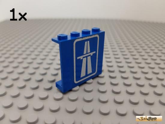 LEGO 1Stk Paneel / Wand 1x4x3 blau beklebt 4215pb027