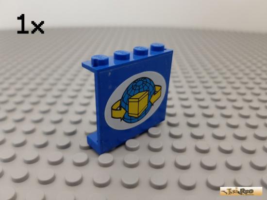 LEGO 1Stk Paneel / Wand 1x4x3 blau beklebt 4215pb061