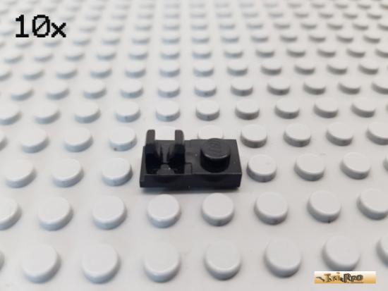 LEGO 10Stk Platte 1x2 mit Clip oben schwarz 92280