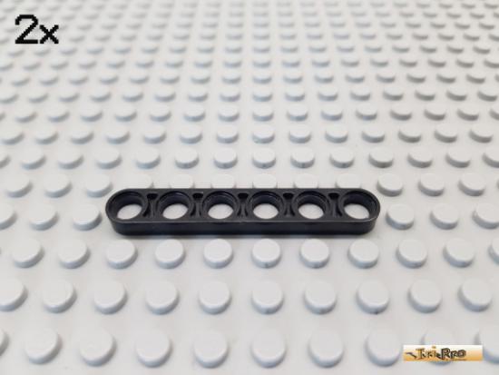 LEGO 2Stk Technic Liftarm flach 1x6 schwarz 32063