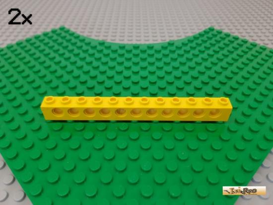 LEGO 2Stk Technic Lochstein 1x12 gelb 3895