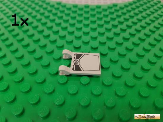 LEGO 1Stk Fahne / Flagge 2x2 / 2 Clips alt-hellgrau bedruckt 2335px15