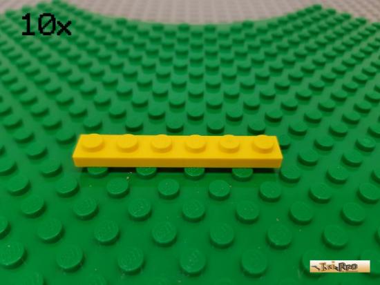 LEGO 10Stk Platte Basic 1x6 gelb 3666