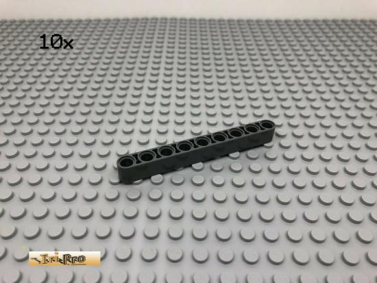 LEGO 10Stk Technic Liftarm 9 Loch Dunkel Grau, Dark Gray 40490