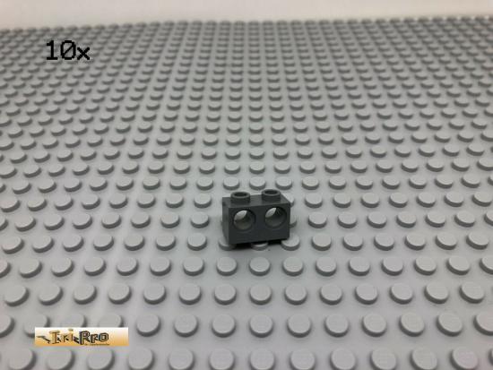 LEGO 10Stk Technic 1x2 mit Loch Dunkel Grau 32000