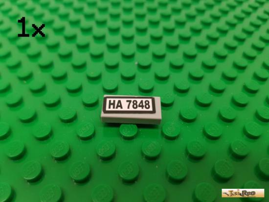 LEGO 1Stk Fliese / Kachel 1x2 neu-hellgrau beklebt 3069