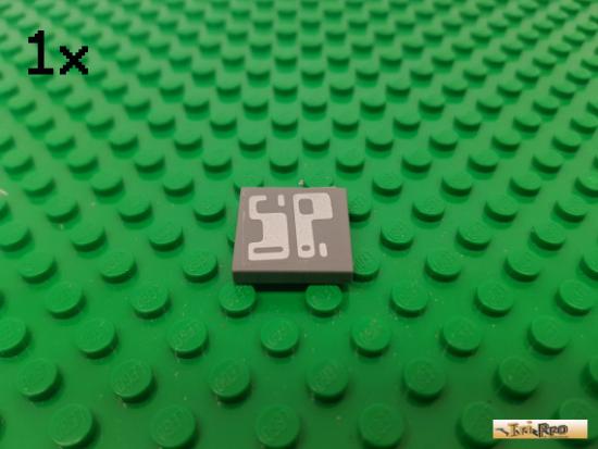 LEGO 1Stk Fliese / Kachel 2x2 neu-dunkelgrau beklebt 3068