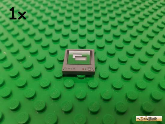 LEGO 1Stk Fliese / Kachel 2x2 neu-dunkelgrau bedruckt 3068