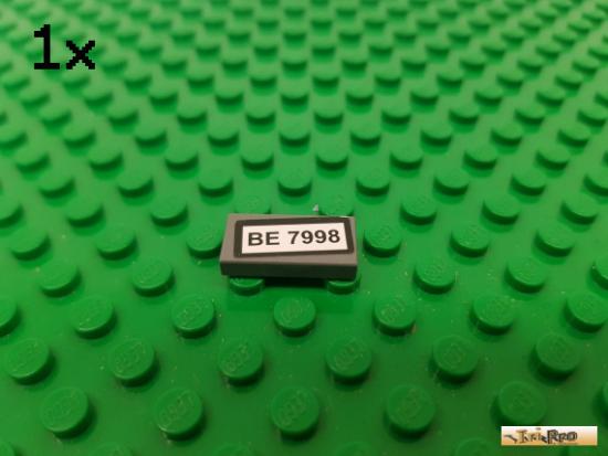 LEGO 1Stk Fliese / Kachel 1x2 neu-dunkelgrau beklebt 3069