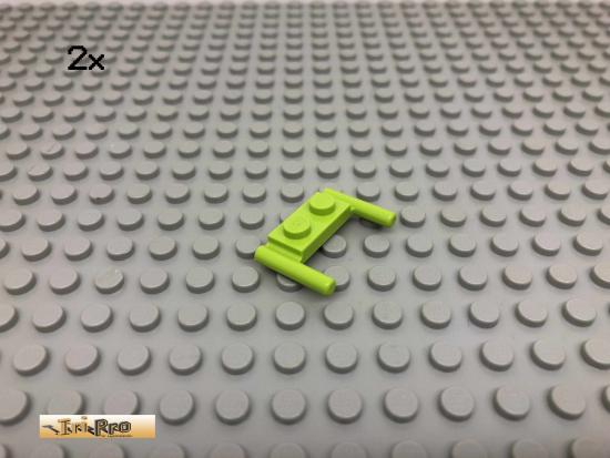 LEGO 2Stk 1x2 Platte Plate mit Griffe seitlich Limette, Lime 3839 44