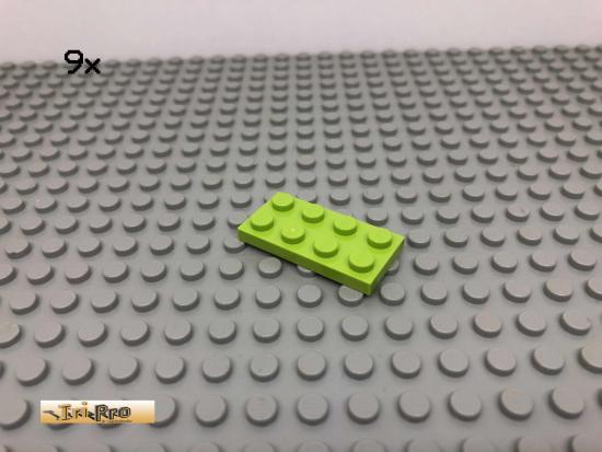 LEGO 9Stk 2x4 Platte Plate Basic Limette, Lime 3020 37