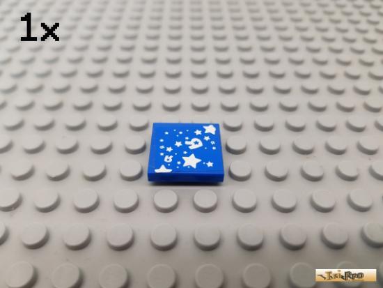 LEGO 1Stk Fliese / Kachel 2x2 blau beklebt 3068