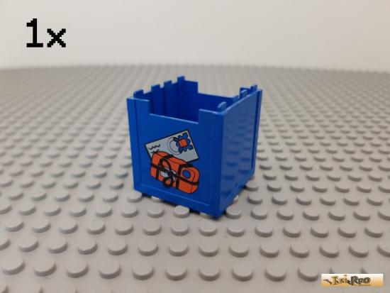 LEGO 1Stk Kiste / Box / Container 4x4x3 blau bedruckt