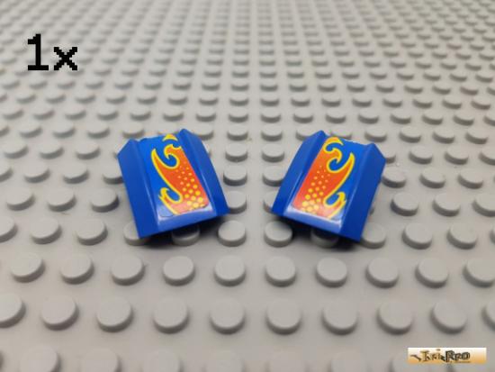 LEGO 1Stk Platte / Motorhaube 2x2 L+R blau beklebt 30602