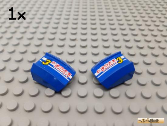 LEGO 1Stk Platte / Motorhaube 2x2 L+R blau beklebt 30602