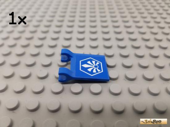 LEGO 1Stk Fahne / Flagge 2x2 / 2 Clips blau beklebt 2335