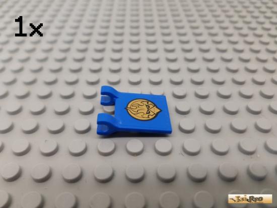 LEGO 1Stk Fahne / Flagge 2x2 / 2 Clips blau beklebt 2335