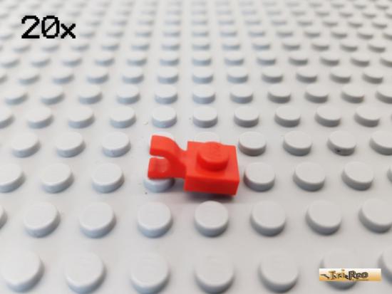 LEGO 20Stk Platte 1x1 mit Clip horizontal rot 61252