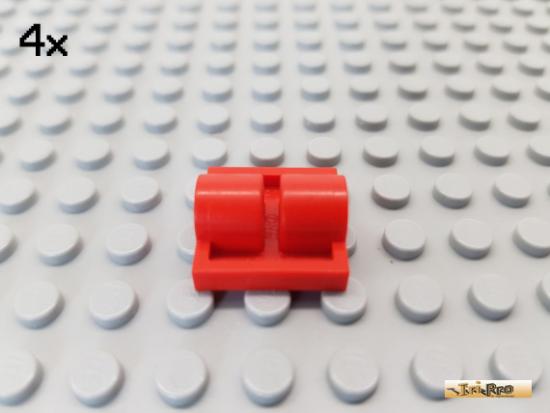 LEGO 4Stk Platte 2x2 modifiziert mit 2 Pinlcher rot 2817