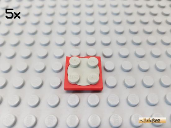 LEGO 5Stk Platte / Drehscheibe 2x2 rot mit Drehscheibe grau 3679 / 3680