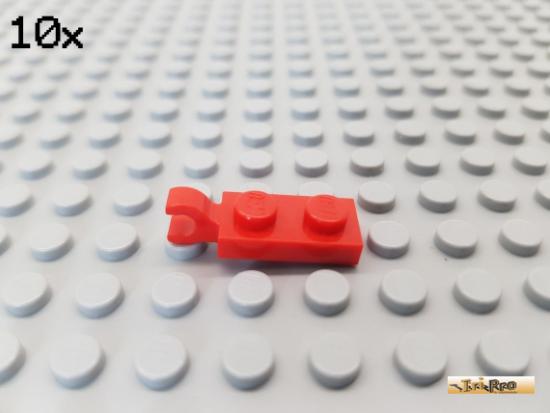 LEGO 10Stk Platte 1x2 mit Clip rot 63868