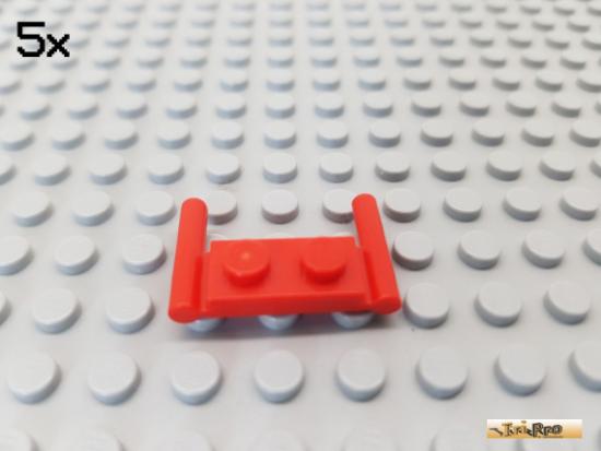 LEGO 5Stk Platte 1x2 mit 2 Griffen rot 3839