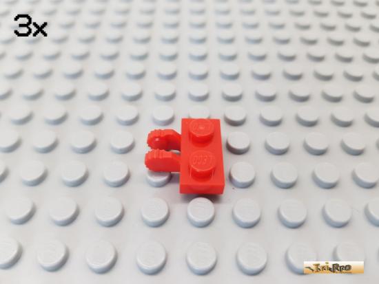 LEGO 3Stk Platte 1x2 / Rasterscharnier rot 60471