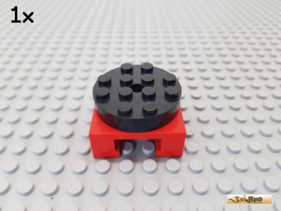 LEGO 1Stk Drehkranz / Drehscheibe 4x4 rot / schwarz 30516