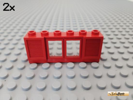 LEGO 2Stk Fensterrahmen / Fenster 1x6x2 rot 646