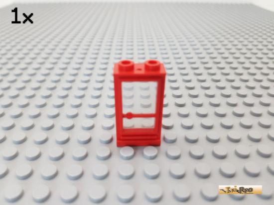 LEGO 1Stk Tr / Trrahmen 1x2x3 links rot mit Glas transparent 32bc01