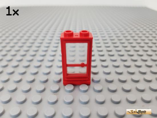 LEGO 1Stk Tr / Trrahmen 1x2x3 rechts rot mit Glas transparent 33bc01